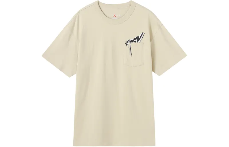 Jordan T Shirts Men's Yellow Crew Neck Moderate Straight Fit