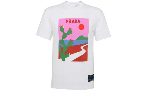 PRADA T Shirts Men's White Crew Neck Moderate Straight Fit