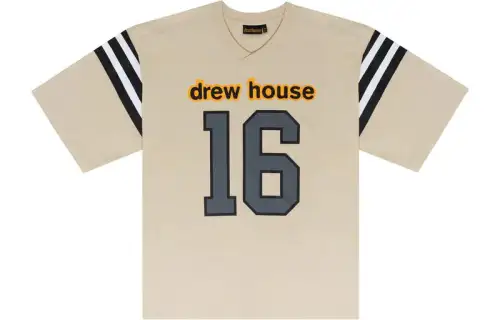 Drew house T Shirts Men's Beige/Biscotti Crew Neck Moderate Straight Fit