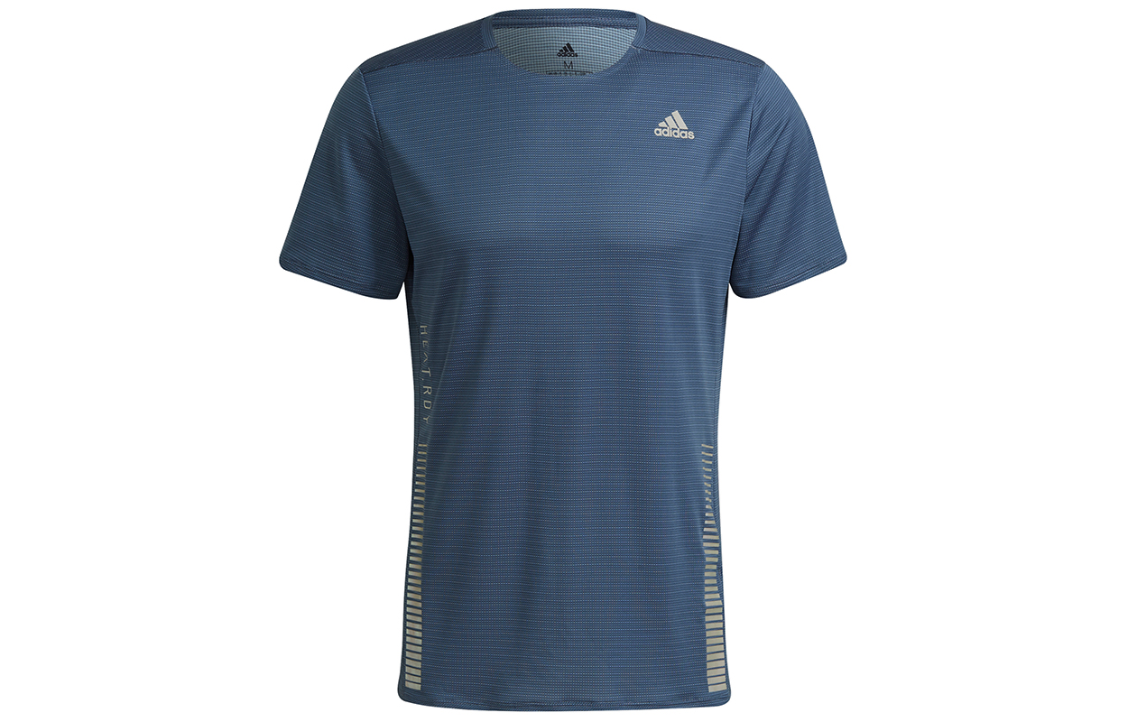 Adidas Running T Shirts Men’s Tech Blue Crew Neck Moderate Straight Fit