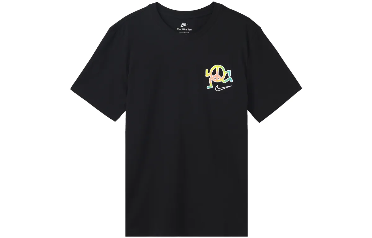 Nike T-Shirts Men's Black Crew Neck Moderate Straight Fit