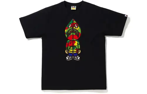 A BATHING APE Shark series Sta Camo Classic Milo Shark Tee Camouflage shark character cartoon print round neck short-sleeved T-shirt for men