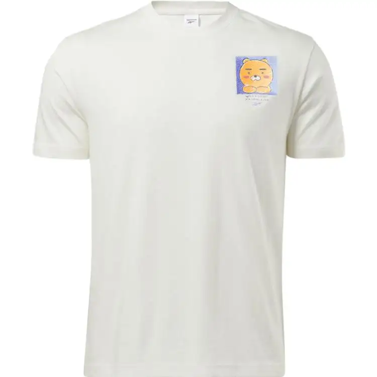 Reebok X KAKAO FRIENDS Reebok X KAKAO T Shirts Unisex Ecru Crew Neck Moderate Straight Fit