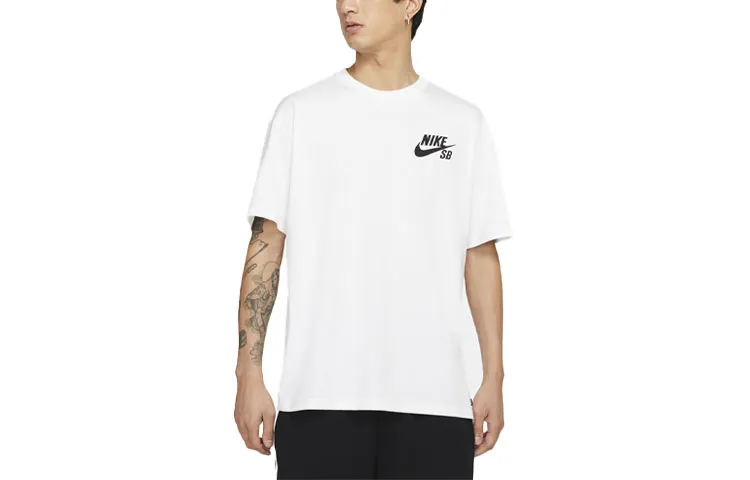 Nike T-Shirts Men's White Crew Neck Moderate Straight Fit