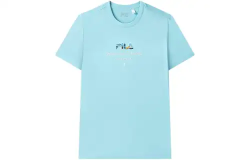 FILA T Shirts Men's Blue Crew Neck Moderate Straight Fit
