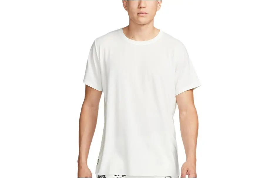 Nike T-Shirts Men's White Crew Neck Moderate Straight Fit