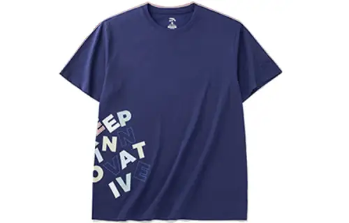 ANTA T Shirts Unisex Oil Blue Crew Neck Moderate Straight Fit