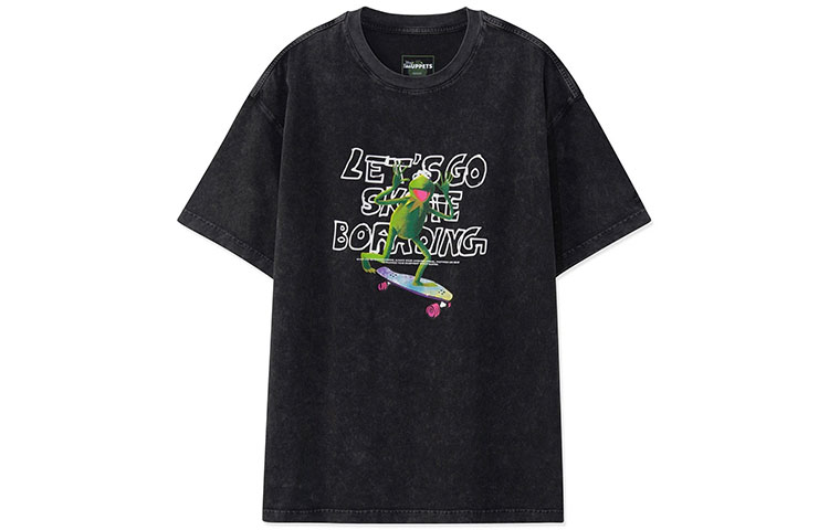 Li Ning, Disney, cartoon black short sleeve T-shirt, loose fit
