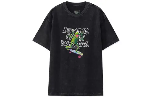 Li Ning X Disney T Shirts Men's Black Crew Neck Moderate Straight Fit