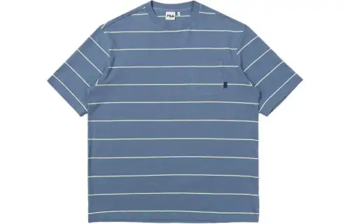 FILA T Shirts Men's Light Blue Crew Neck Moderate Straight Fit