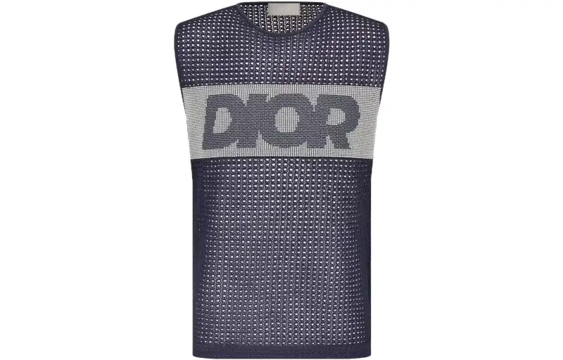 DIOR T Shirts Men's Marine Blue Crew Neck Moderate Straight Fit