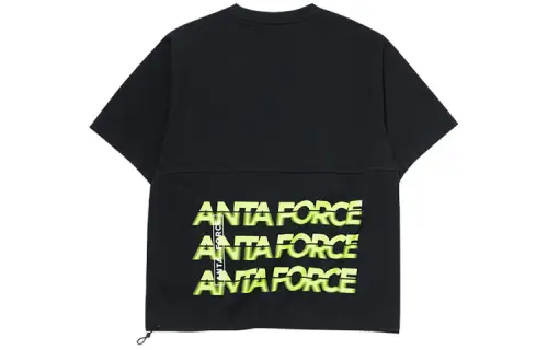 ANTA T Shirts Unisex Black Crew Neck Moderate Straight Fit