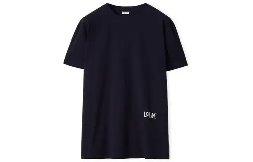 LOEWE T Shirts Men's Marine Blue Crew Neck Moderate Straight Fit