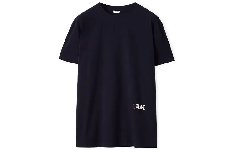 LOEWE T Shirts Men's Marine Blue Crew Neck Moderate Straight Fit