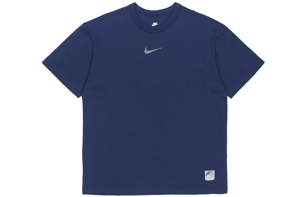 Nike T-Shirts Men's Navy Blue Crew Neck Moderate Straight Fit