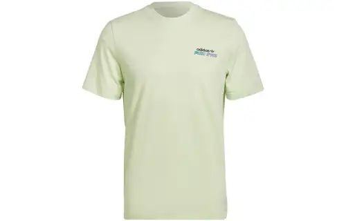 Adidas Originals T Shirts Men's Light Green Crew Neck Moderate Straight Fit