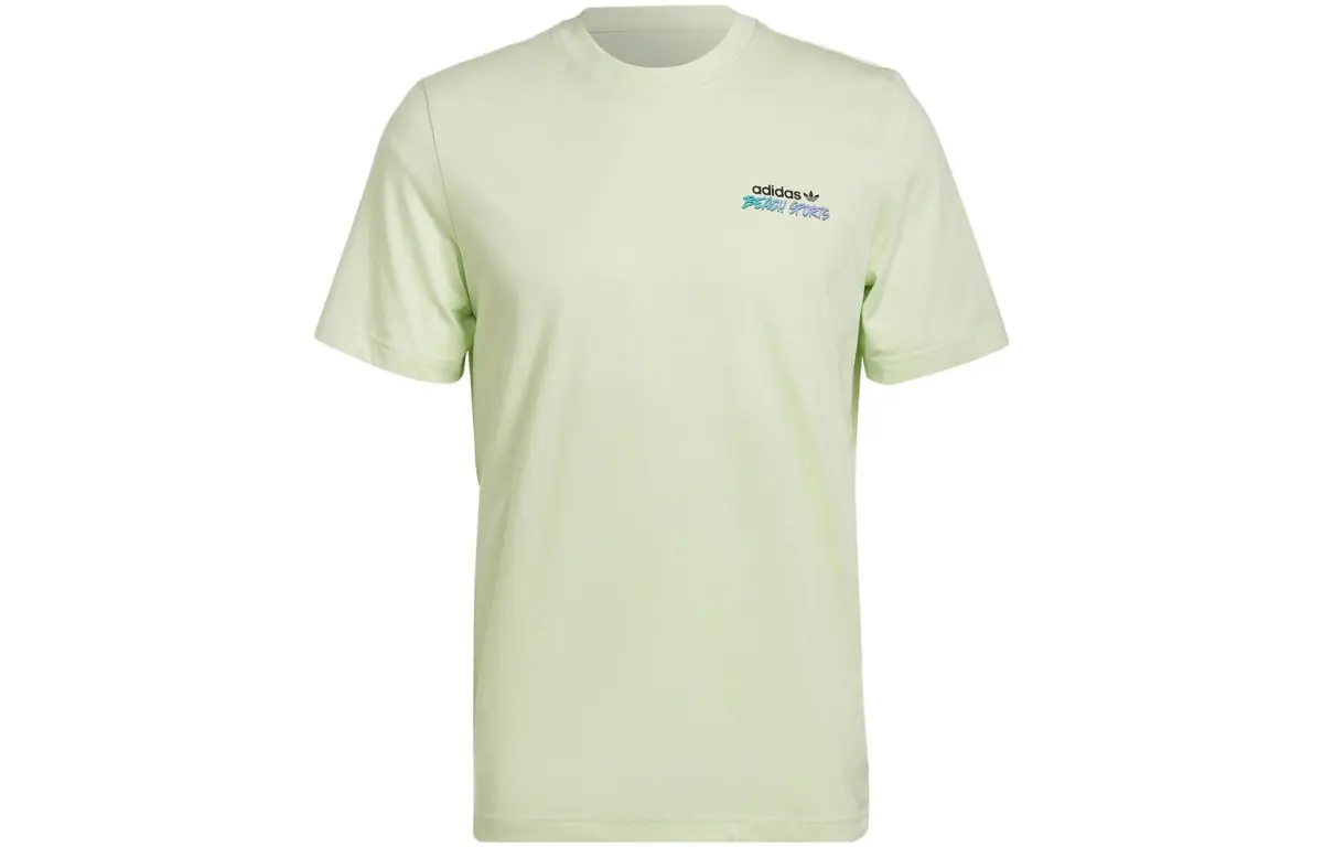 Adidas Originals T-Shirts Men's Light Green Crew Neck Moderate Straight Fit