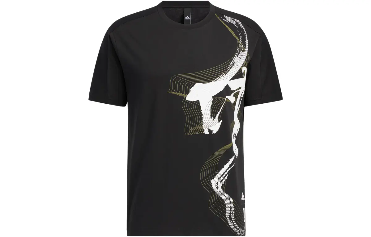 Adidas T-Shirts Men's Black Crew Neck Moderate Straight Fit