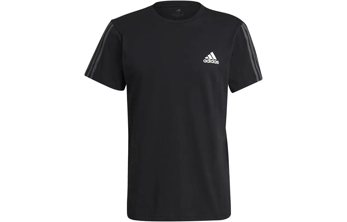 Adidas T-Shirts Men's Black Crew Neck Moderate Straight Fit