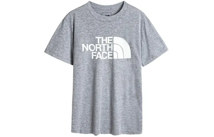 THE NORTH FACE T-Shirts Men's Light Gray Crew Neck Moderate Straight Fit