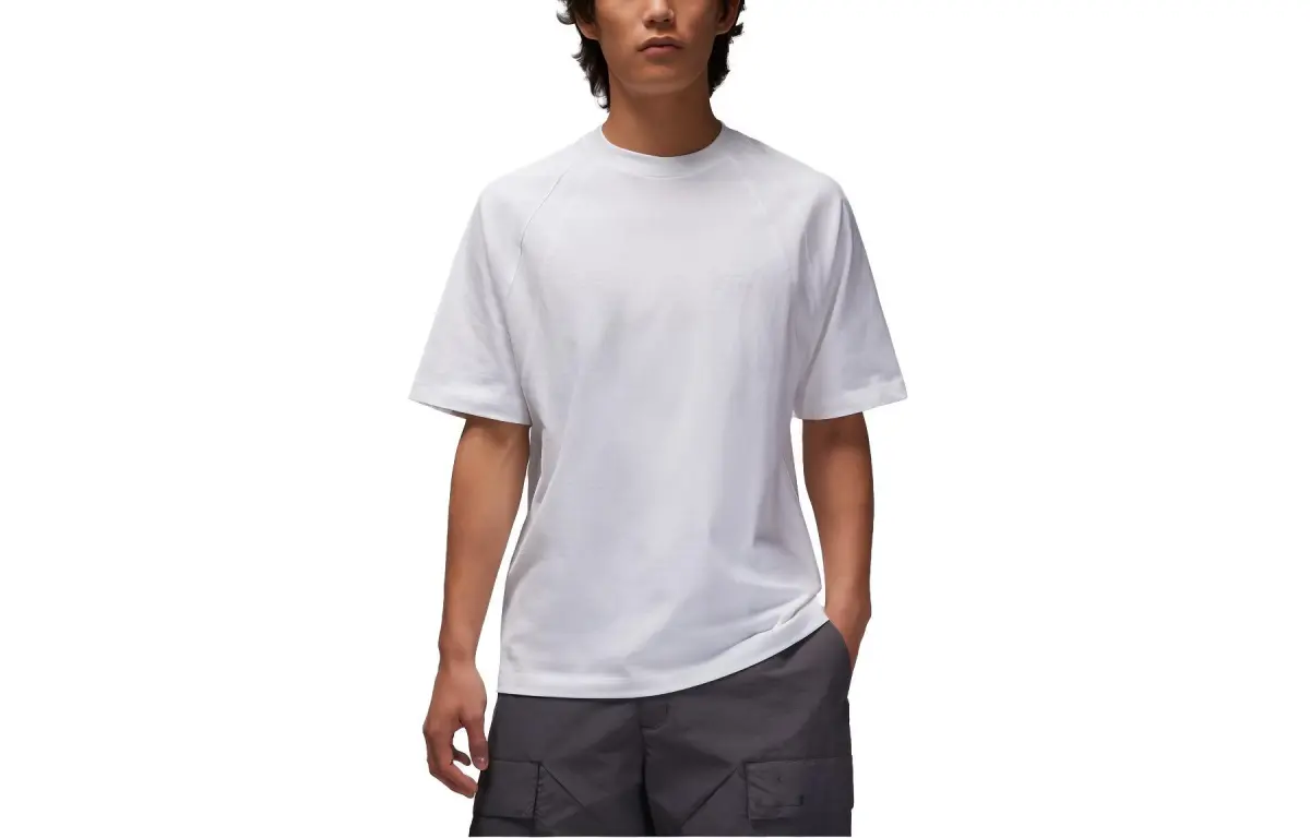 Jordan T-Shirts Men's White Crew Neck Moderate Straight Fit