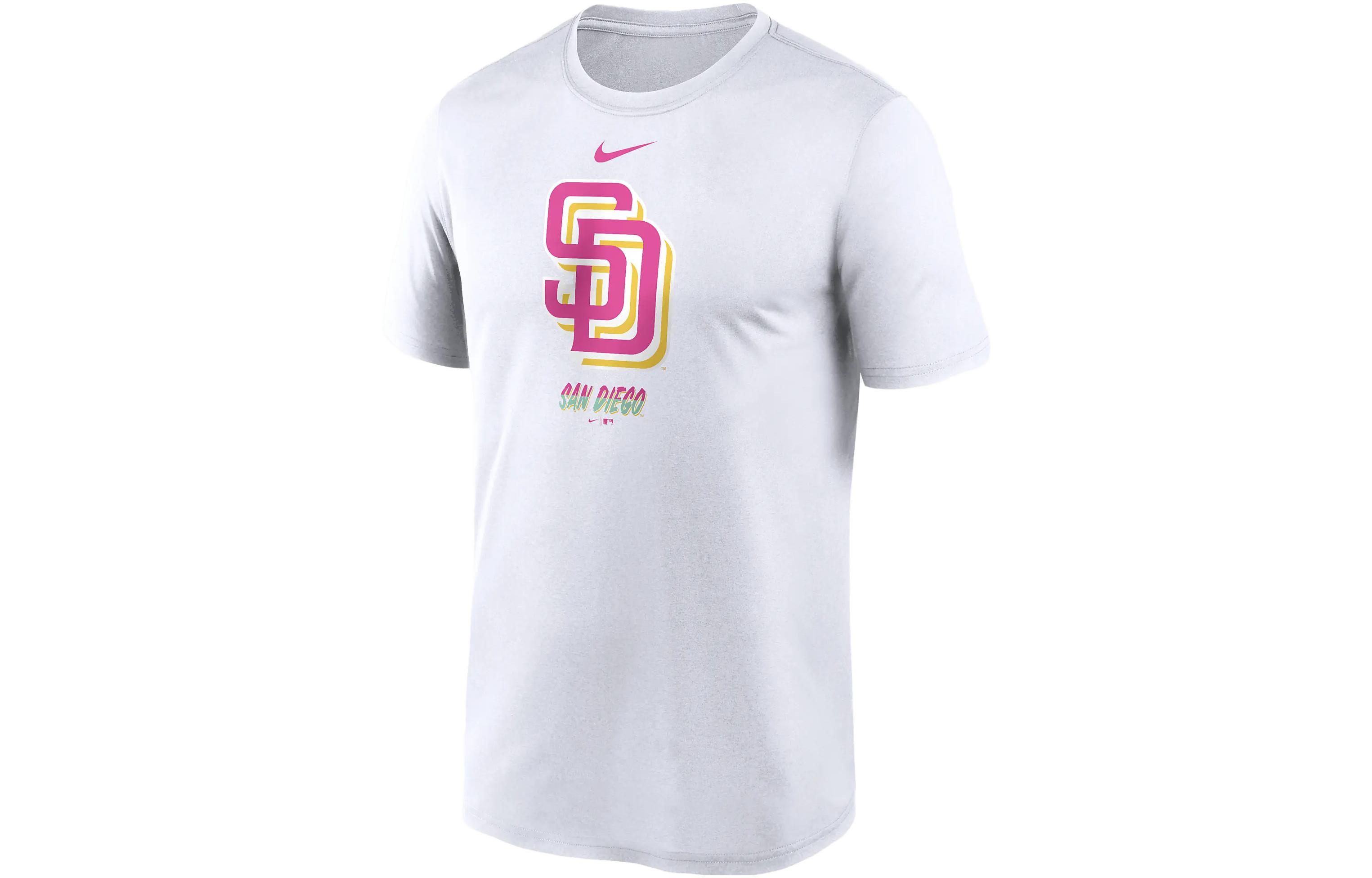Nike Dri-FIT City Connect Logo MLB San Diego Padres Color Block Letter Print Short Sleeve T-Shirt Men's White