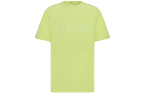 DIOR T Shirts Men's Yellow Crew Neck Moderate Straight Fit