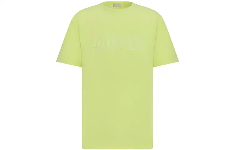 DIOR T Shirts Men's Yellow Crew Neck Moderate Straight Fit