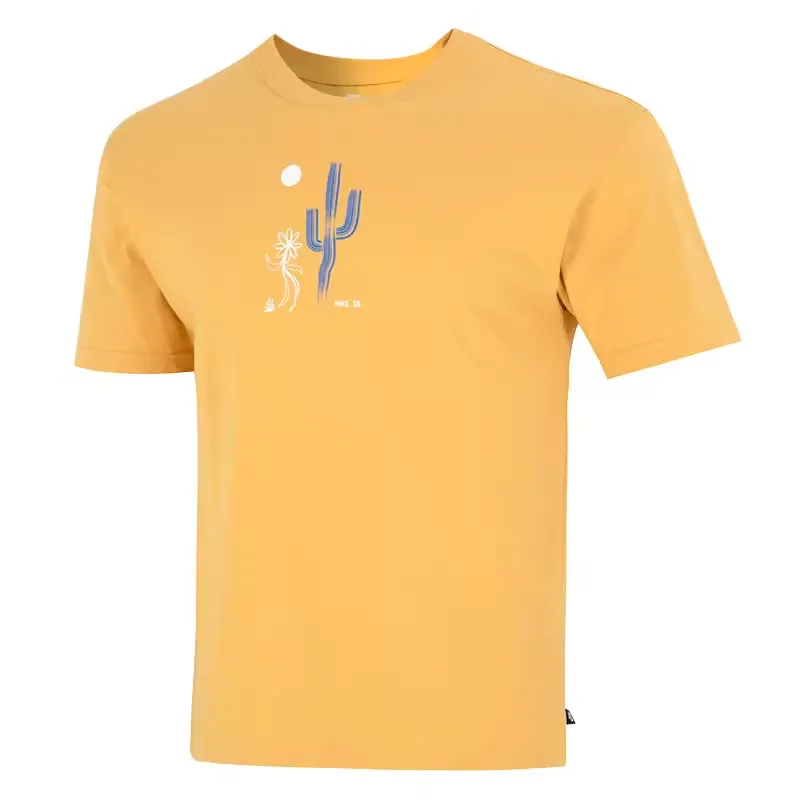 Nike T-Shirts Men's Yellow Crew Neck Moderate Straight Fit