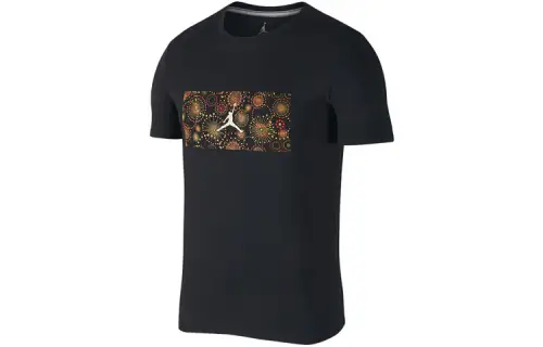Jordan T Shirts Men's Black Crew Neck Moderate Straight Fit