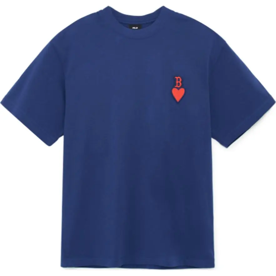 MLB SS23 Heart T-Shirts Men's Navy Blue Crew Neck Moderate