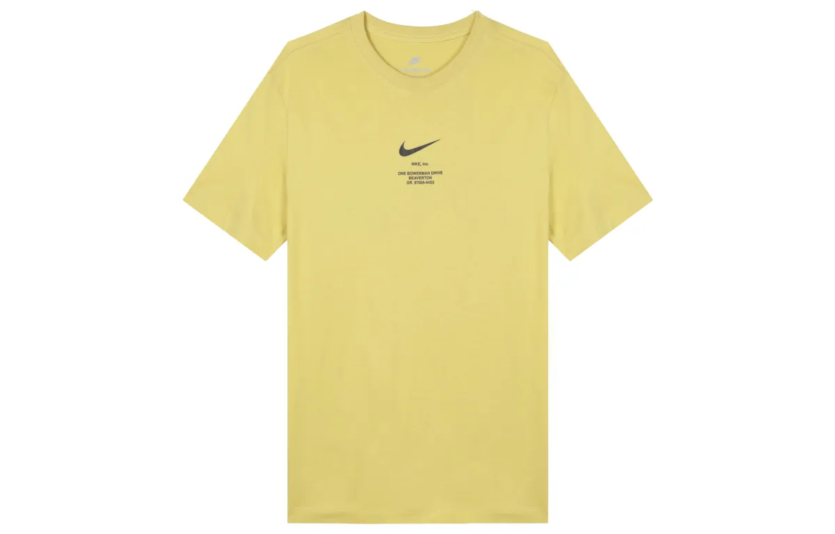 Nike T-Shirts Men's Yellow Crew Neck Moderate Straight Fit