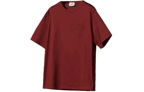 HERMES T Shirts Men's Red Crew Neck Moderate