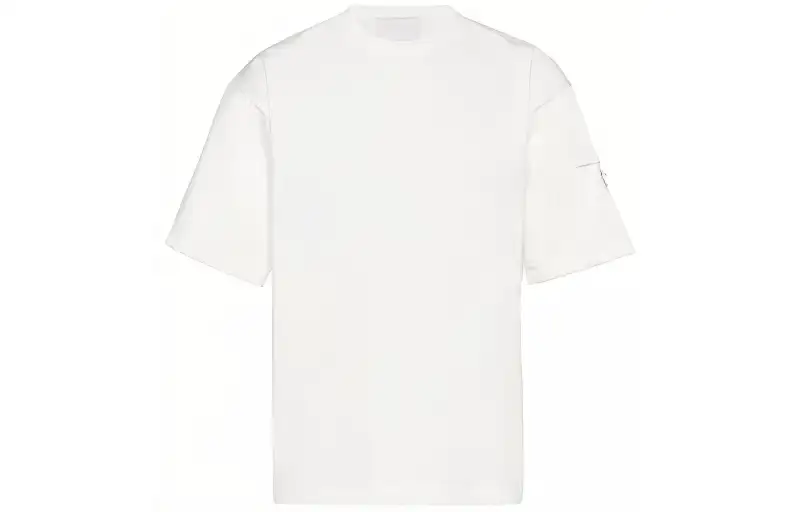PRADA T Shirts Men's White Crew Neck Moderate Straight Fit