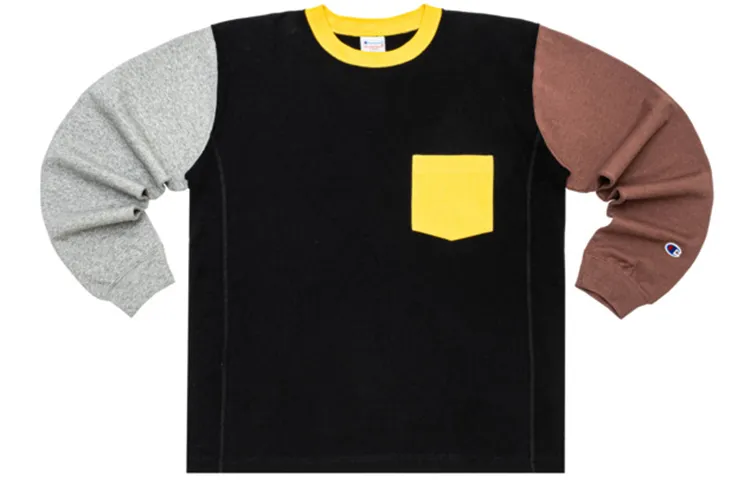 Champion T Shirt Japan Version Unisex Black Patchwork