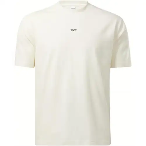 Reebok T Shirts Unisex Ecru Crew Neck Thin Straight Fit