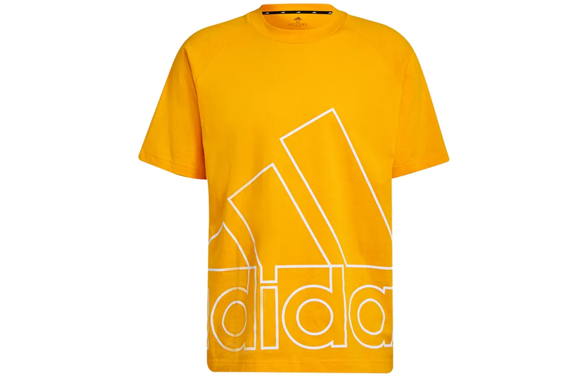 Adidas T-Shirts Unisex Orange Crew Neck Moderate Straight Fit