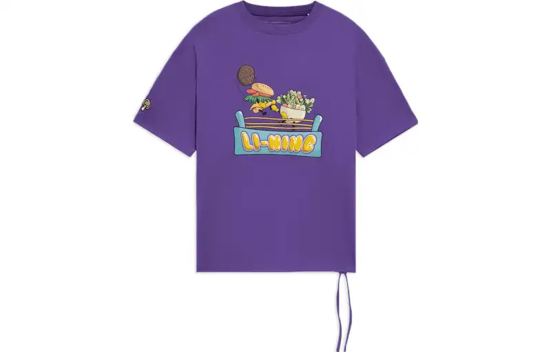 Li Ning Sports Fashion Collection T Shirts Unisex Free Purple Crew Neck Moderate Straight Fit