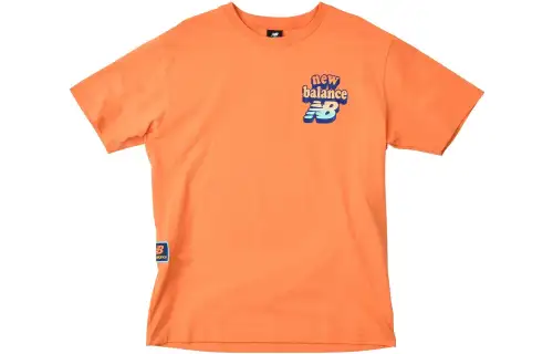 New Balance T Shirts Men's Orange Crew Neck Moderate Straight Fit
