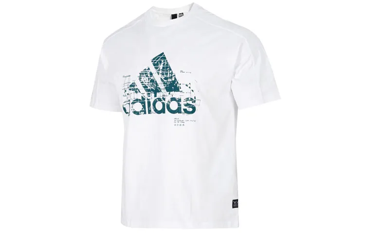 Adidas T-Shirts Men's White Crew Neck Moderate Straight Fit