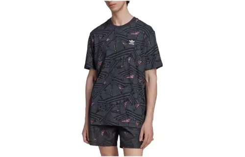Adidas Originals T Shirts Men's Black Crew Neck Moderate Straight Fit