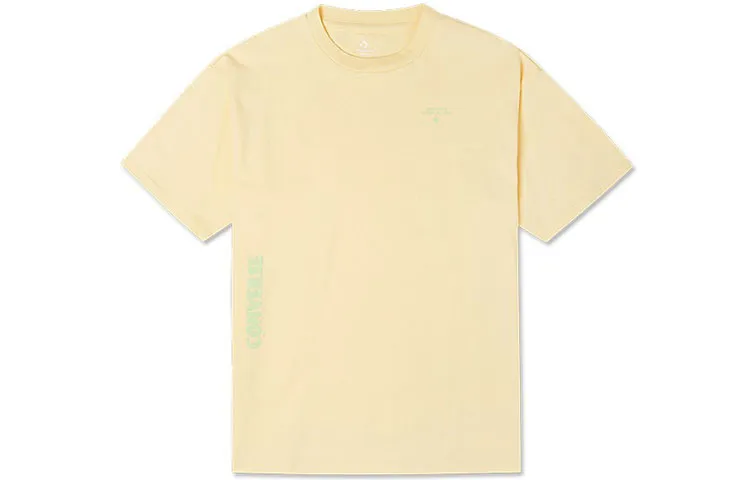 Converse Worldwide Class T-Shirts Men's Yellow Crew Neck Moderate Straight Fit