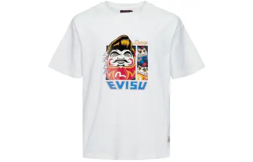 EVISU T Shirts Men's White Crew Neck Moderate Straight Fit