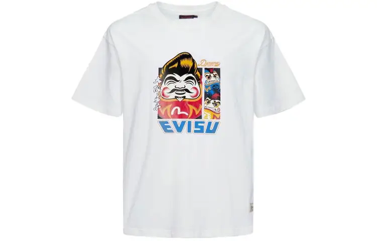 EVISU T Shirts Men's White Crew Neck Moderate Straight Fit