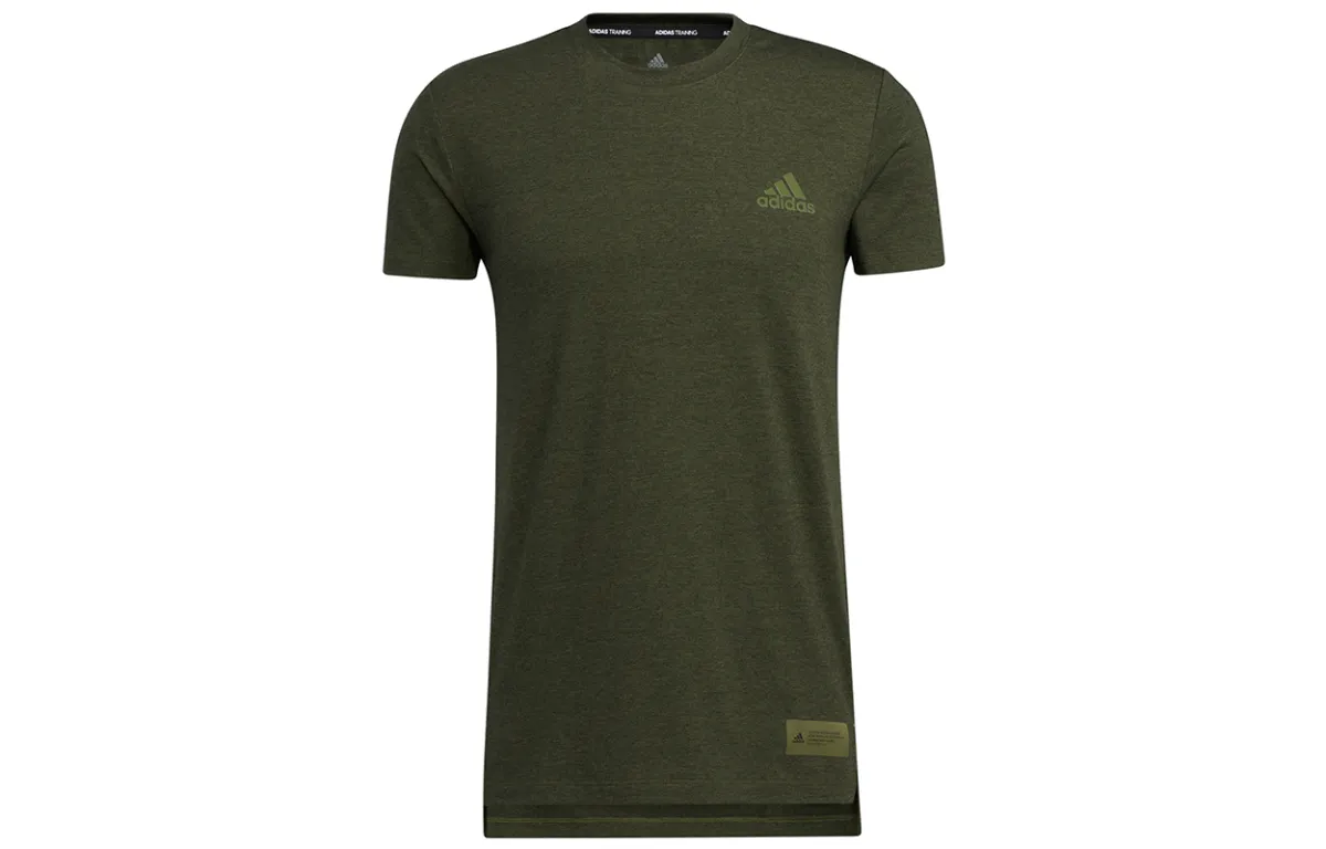 Adidas T-Shirts Men's Green Crew Neck Moderate Straight Fit