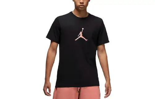 Jordan T Shirts Men's Black Crew Neck Moderate Straight Fit