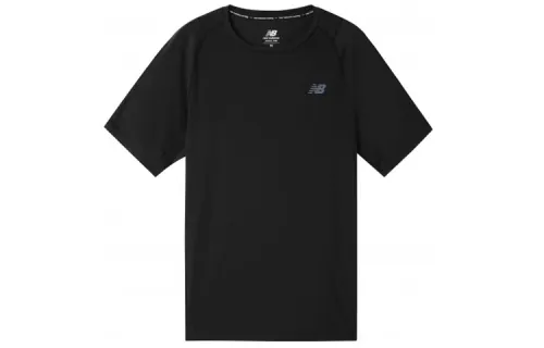 New Balance T Shirts Men's Black Crew Neck Moderate Straight Fit