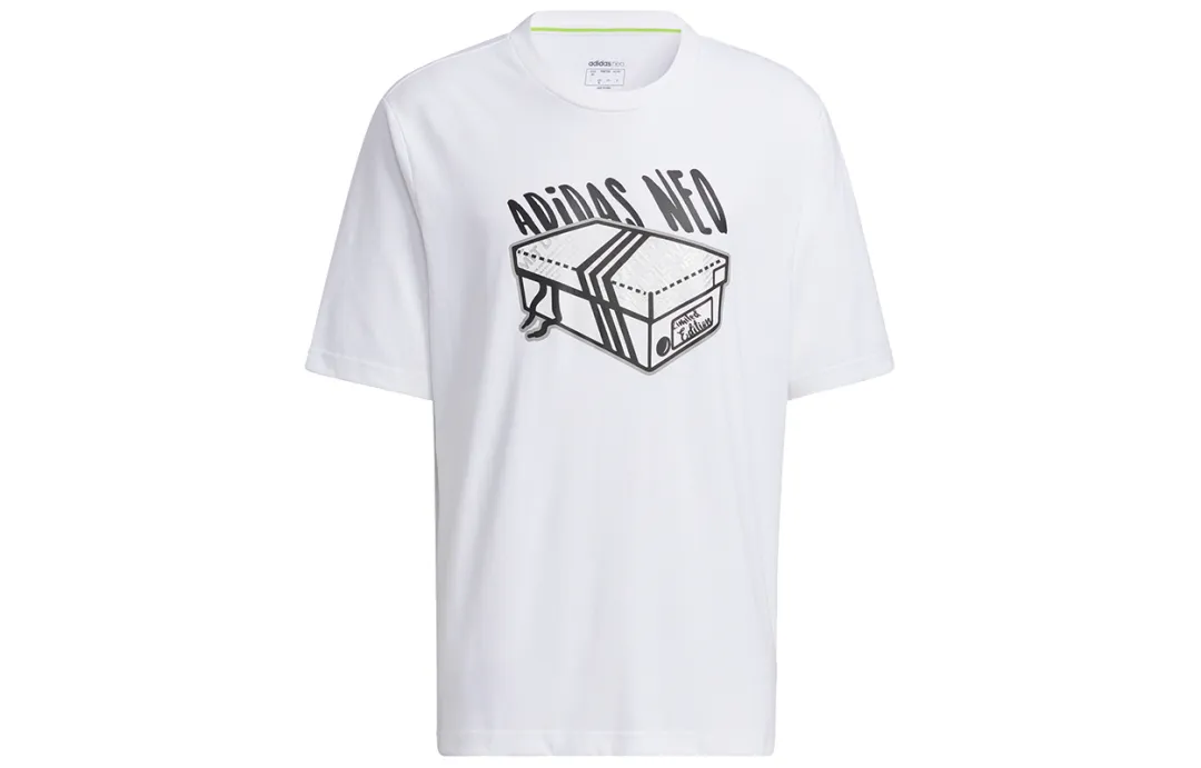 Adidas Neo T Shirts Men's White Crew Neck Moderate Straight Fit