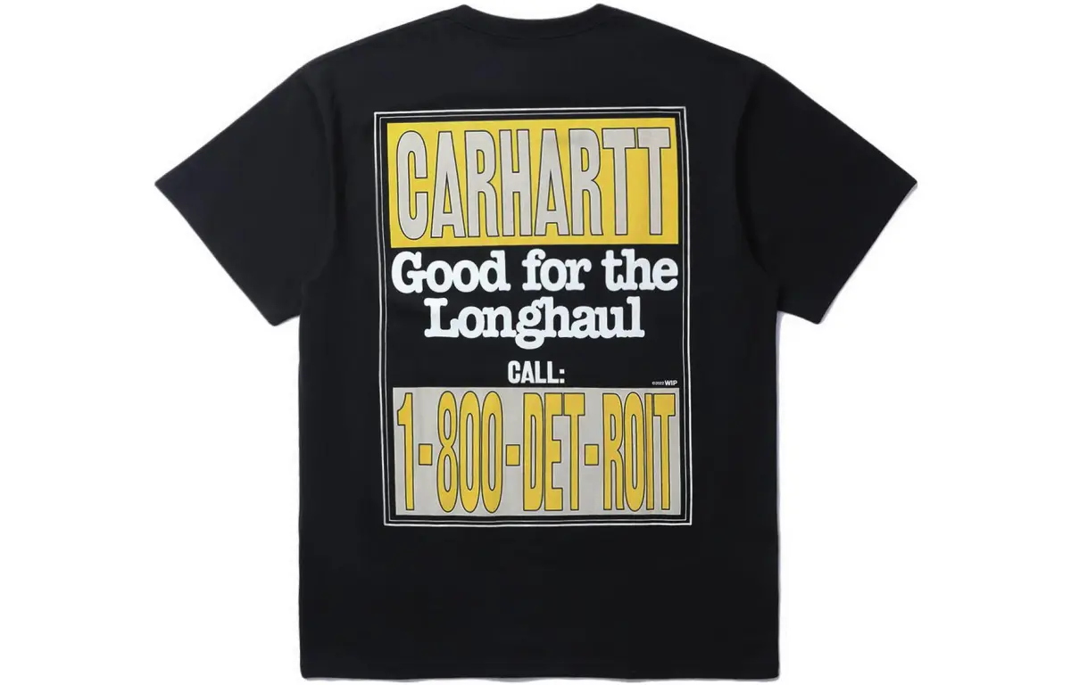 Carhartt WIP T-Shirts Men's Black Crew Neck Moderate Straight Fit