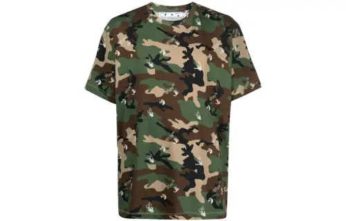 OFF WHITE Camouflage Print Crew Neck T Shirt
